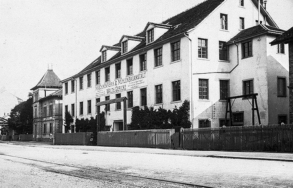 130 Jahre Herstellung von Anlagen und Maschinen für die Verarbeitung von Schüttgut: Gericke Standort in Zürich, 1907.